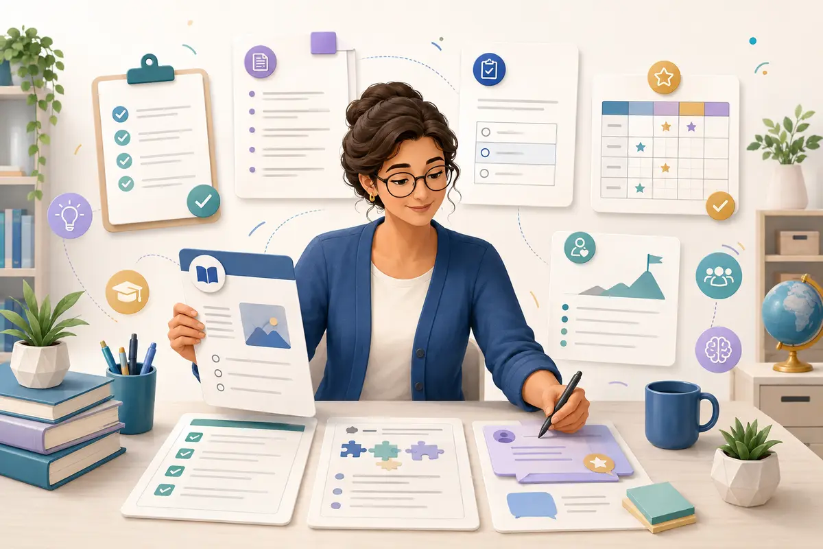 Educator planning lessons and assessments
